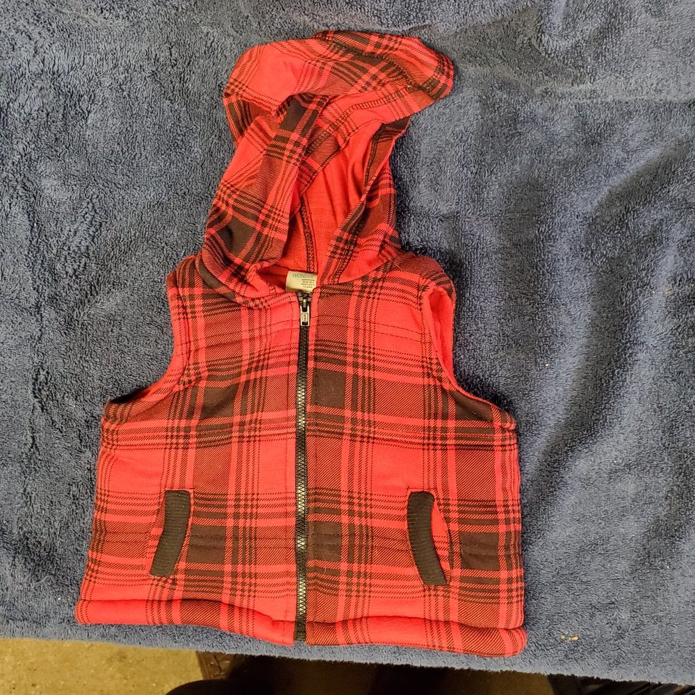 Buffalo Plaid Red & Black Hooded Vest
